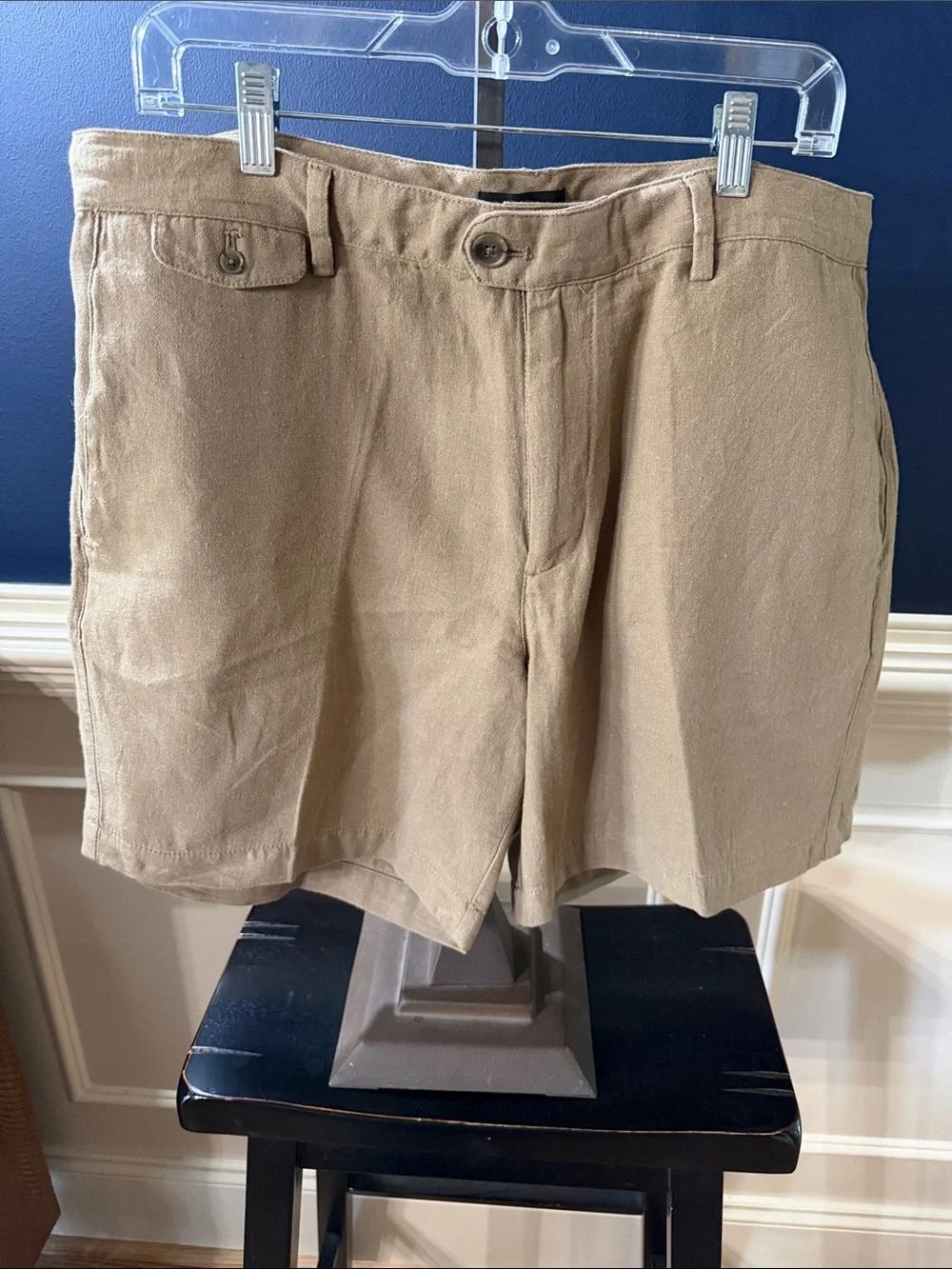 Banana Republic Tan Flat-Front Linen Blend Men's Shorts